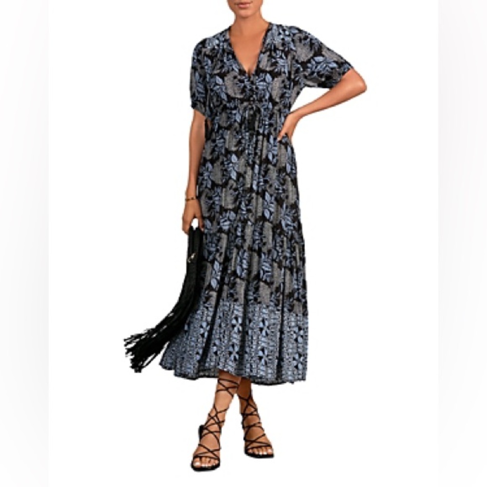 FINAL SALE Elan Black and Blue Floral Dress